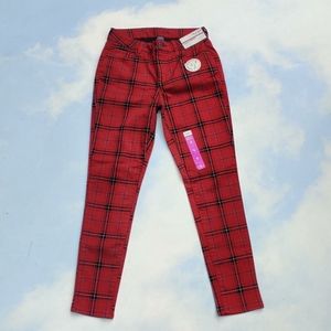 Red Plaid Tartan Skinny Jeans Fall Jeans Back To School Cute Collegiate Pants